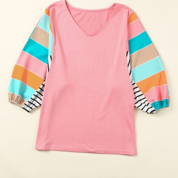 Summer ☀️  is coming🌼 Trendy colorblock striped top - Picture 6 of 6